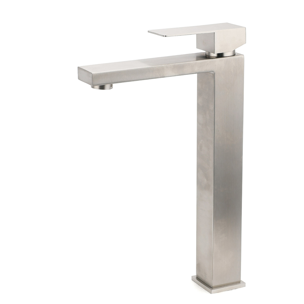 WELS Square Tall Basin Vessel Mixer Faucet Tap Kitchen Laundry Brushed Nickel - Image 1