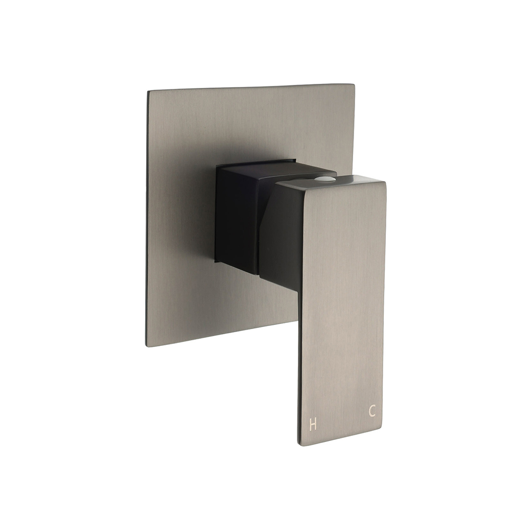 Watermark Gun Metal Square Bath Shower Mixer Hot Cold Tap Ceramic Cartridge Valve - Image 1