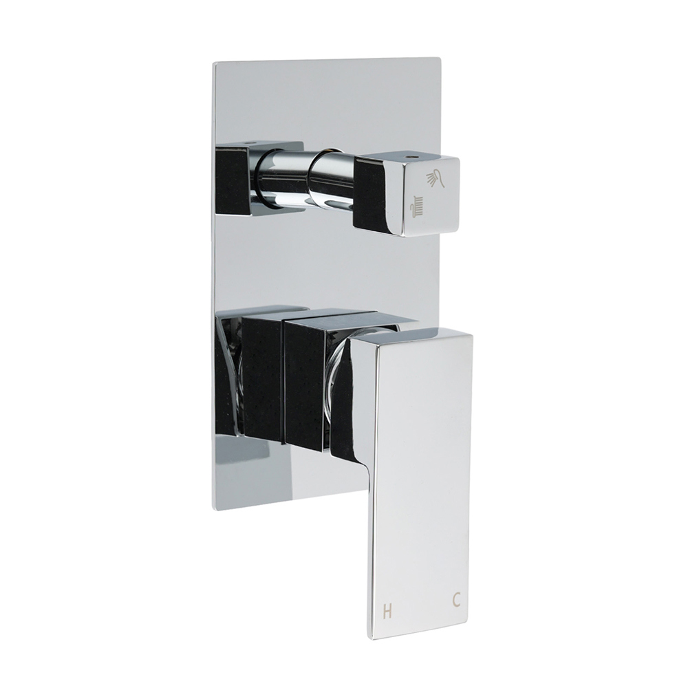 Bathroom Square Shower Mixer Diverter Tap Square Chrome For Spout Shower Head - Image 1