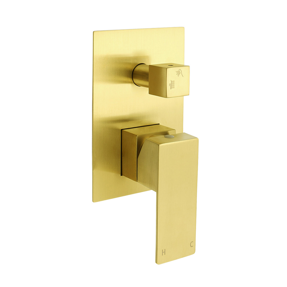 Watermark 1/2 Inch Shower Mixer Diverter Brushed Gold Square Stainless Steel Set - Image 1