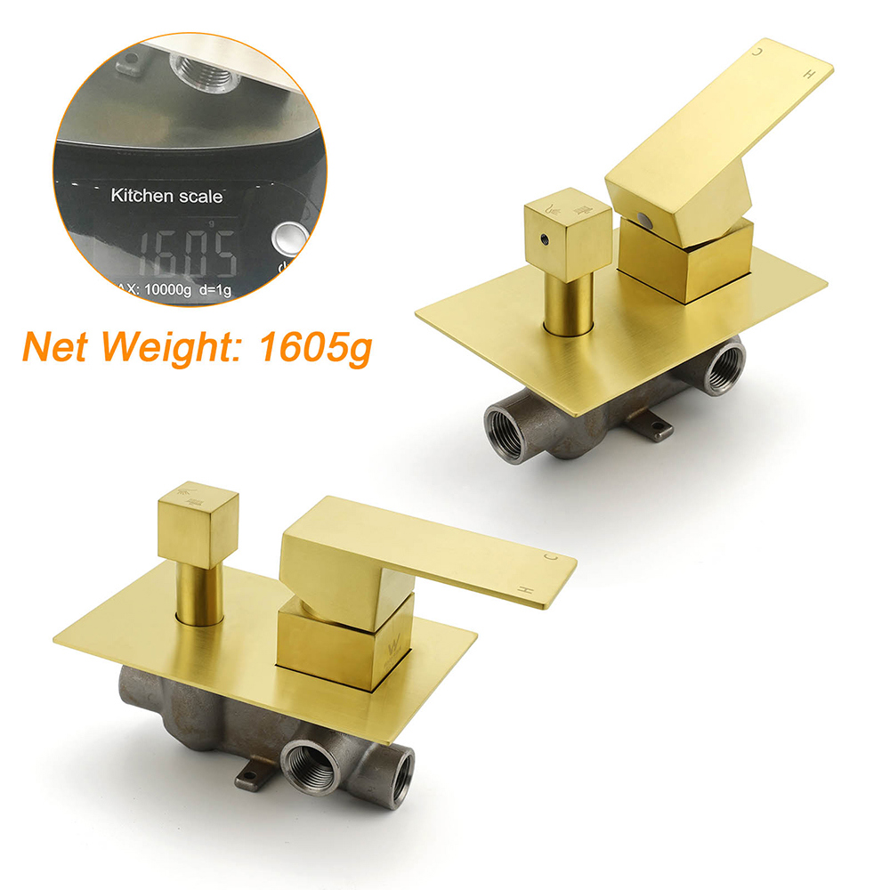 Watermark 1/2 Inch Shower Mixer Diverter Brushed Gold Square Stainless Steel Set - Image 3