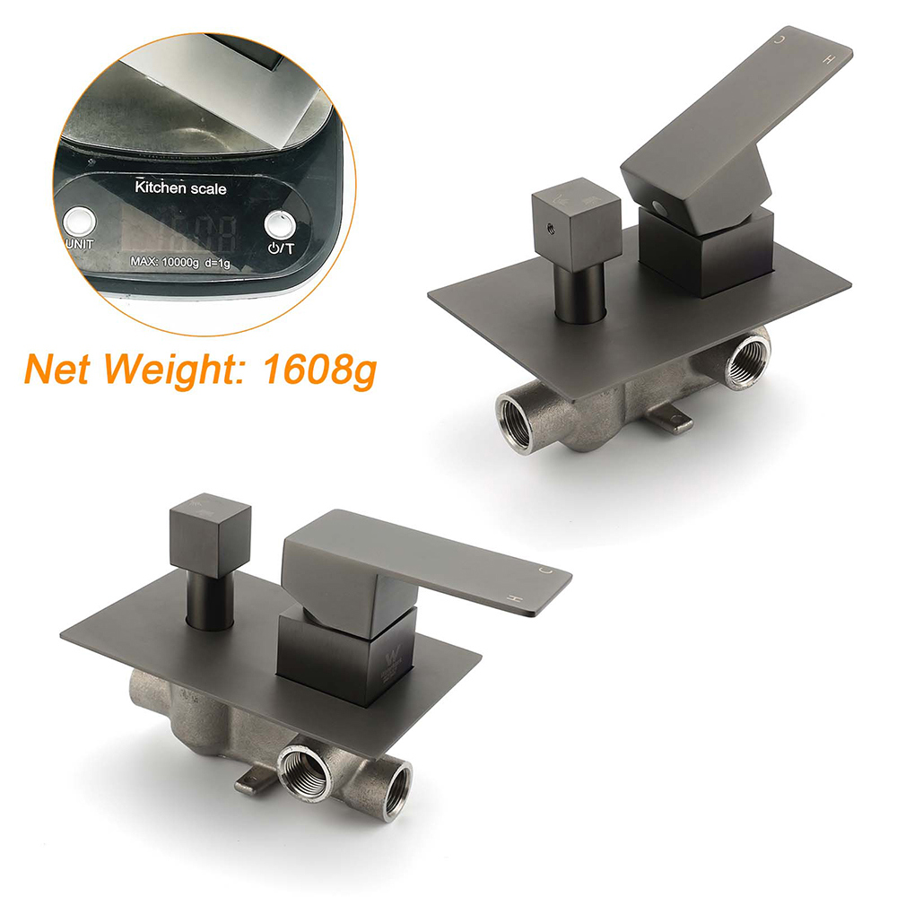 Gun Metal Square Stainless Steel Bath Shower Mixer 2 Way Switch Diverter Watermark - Image 3