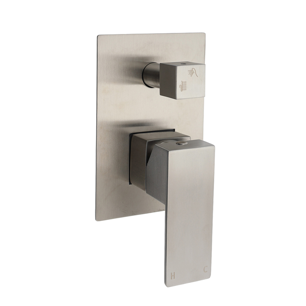 AU Standard 1/2 Inch Shower Mixer Diverter Brushed Nickel Square 2 Way Switch - Image 1