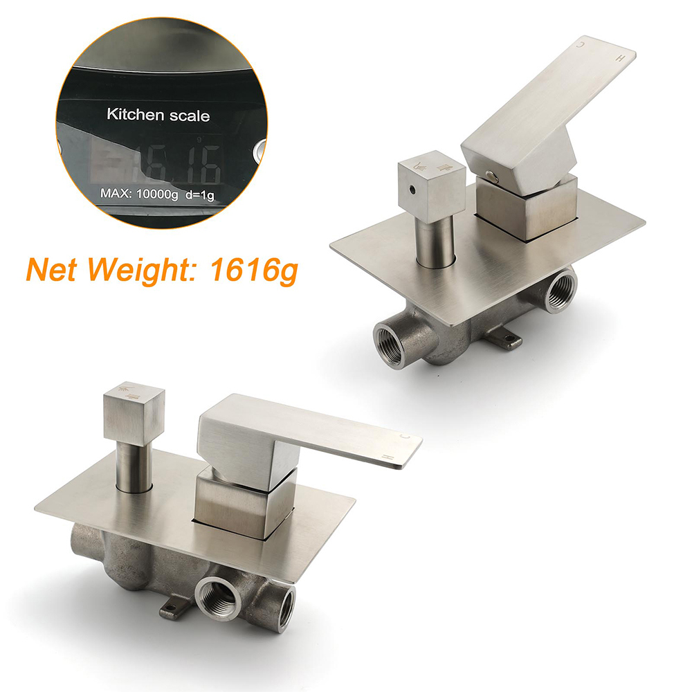 AU Standard 1/2 Inch Shower Mixer Diverter Brushed Nickel Square 2 Way Switch - Image 2