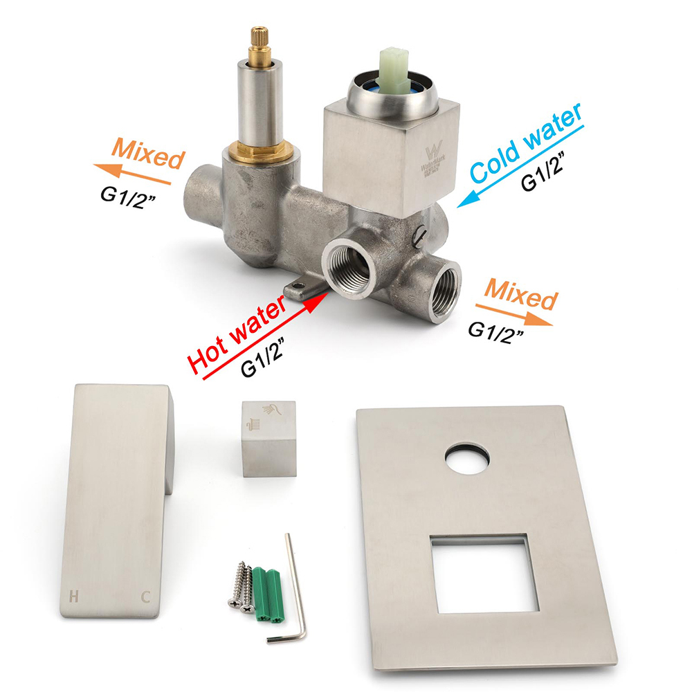 AU Standard 1/2 Inch Shower Mixer Diverter Brushed Nickel Square 2 Way Switch - Image 3