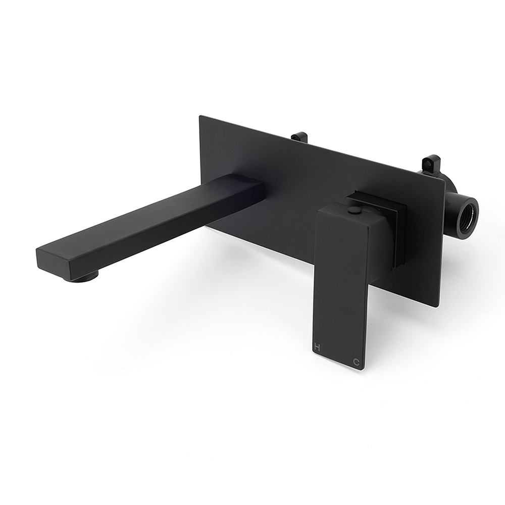 Matt Black Basin Mixer Bathroom Tub Faucet Wall Mount Tap Hot Cold Water Spout - Image 1