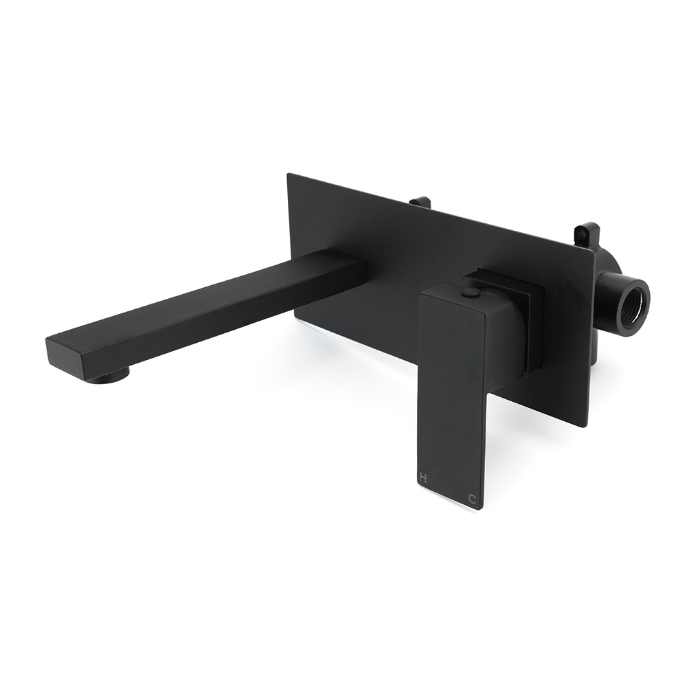 Matt Black Basin Mixer Bathroom Tub Faucet Wall Mount Tap Hot Cold Water Spout - Image 2
