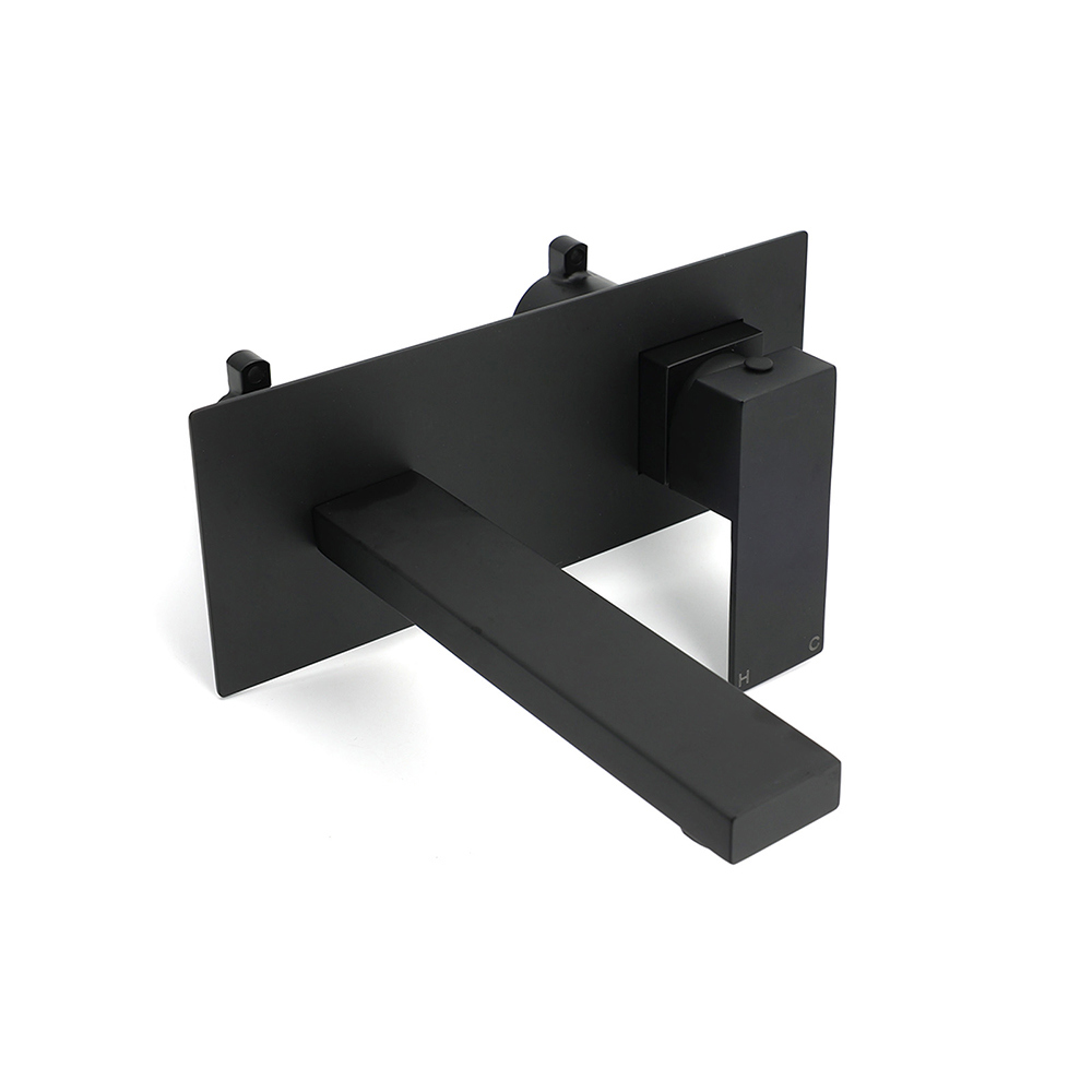 Matt Black Basin Mixer Bathroom Tub Faucet Wall Mount Tap Hot Cold Water Spout - Image 3