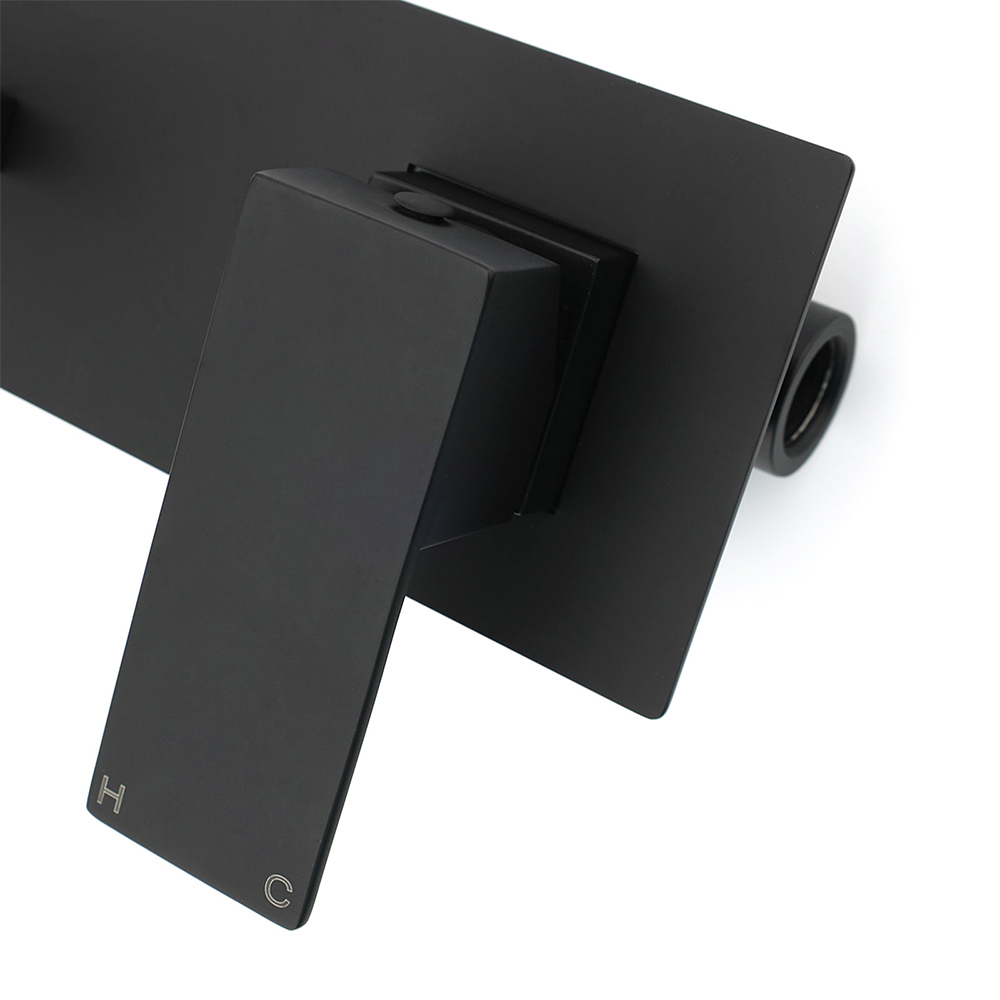 Matt Black Basin Mixer Bathroom Tub Faucet Wall Mount Tap Hot Cold Water Spout - Image 5