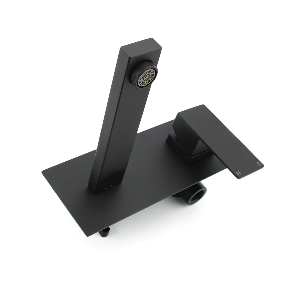 Matt Black Basin Mixer Bathroom Tub Faucet Wall Mount Tap Hot Cold Water Spout - Image 7