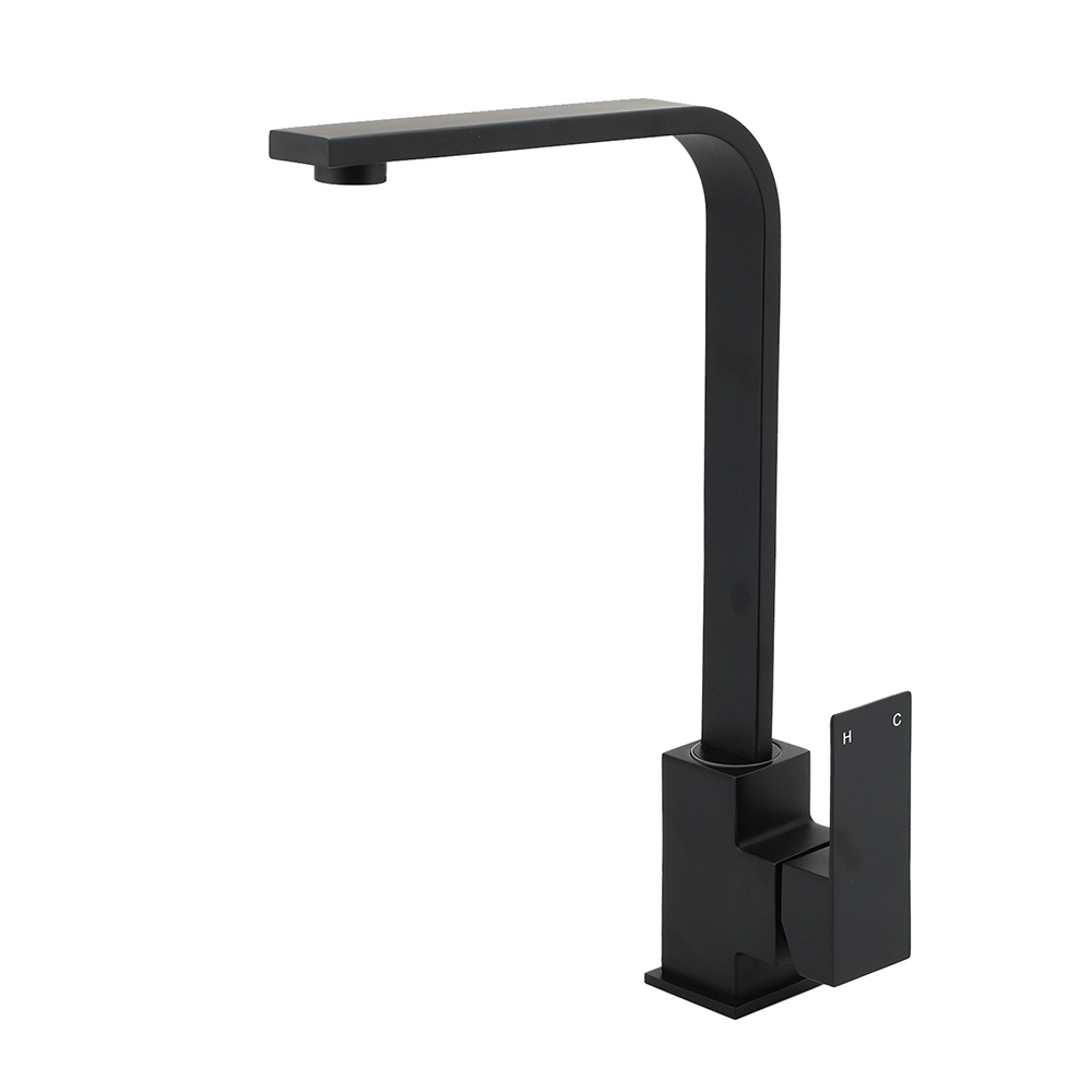 Matt Black Square Gooseneck 360 Swivel Laundry Sink Kitchen Mixer Faucet Tapware - Image 1