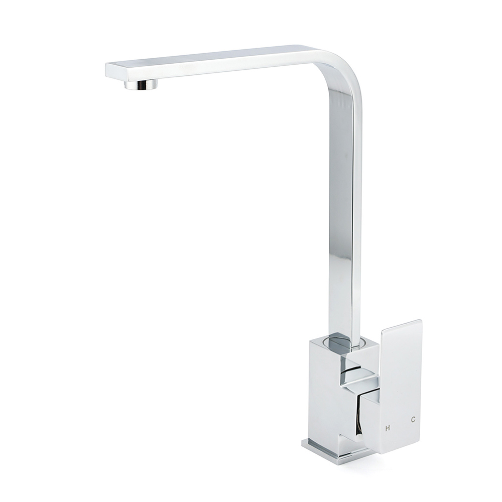 WELS Chrome Square Gooseneck Spout Swivel Laundry Sink Kitchen Mixer Faucet Tap - Image 1