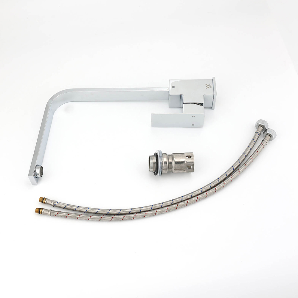 WELS Chrome Square Gooseneck Spout Swivel Laundry Sink Kitchen Mixer Faucet Tap - Image 7