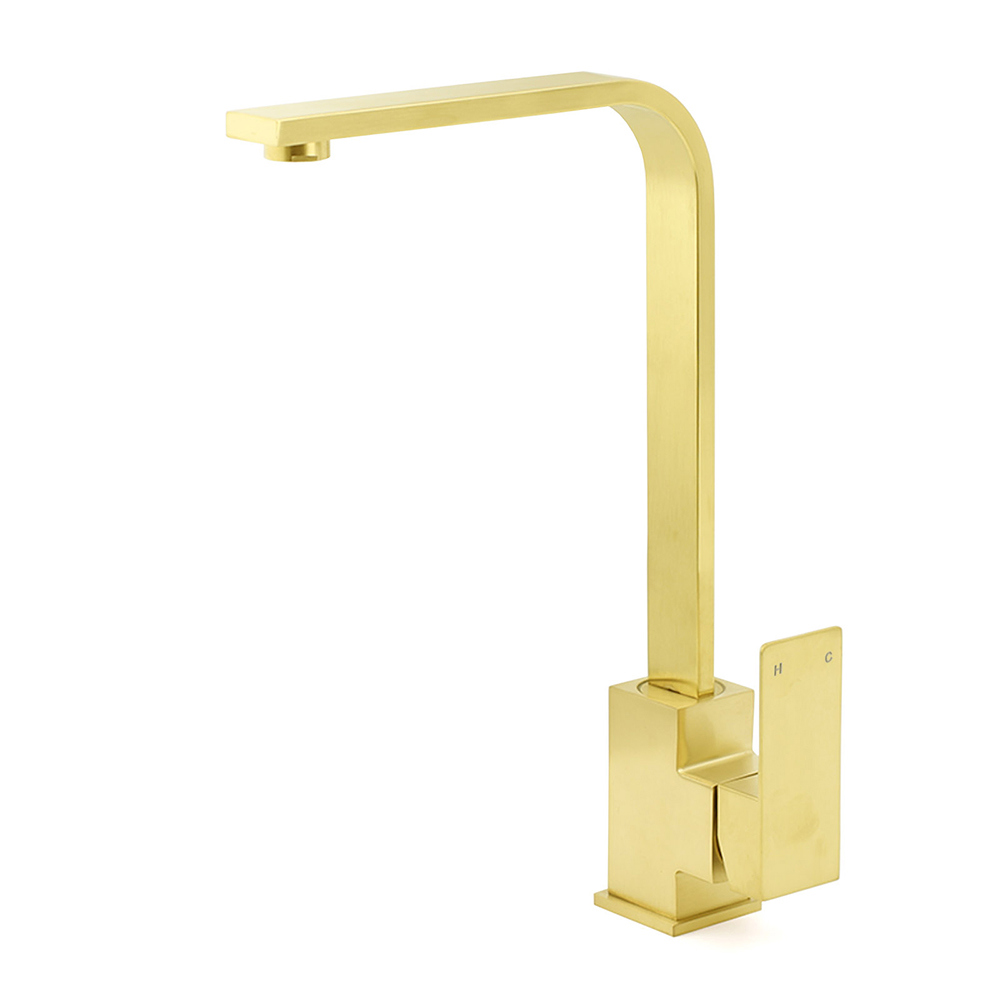 WELS Brushed Gold Gooseneck 360º Swivel Laundry Sink Kitchen Mixer Faucet Tap - Image 1