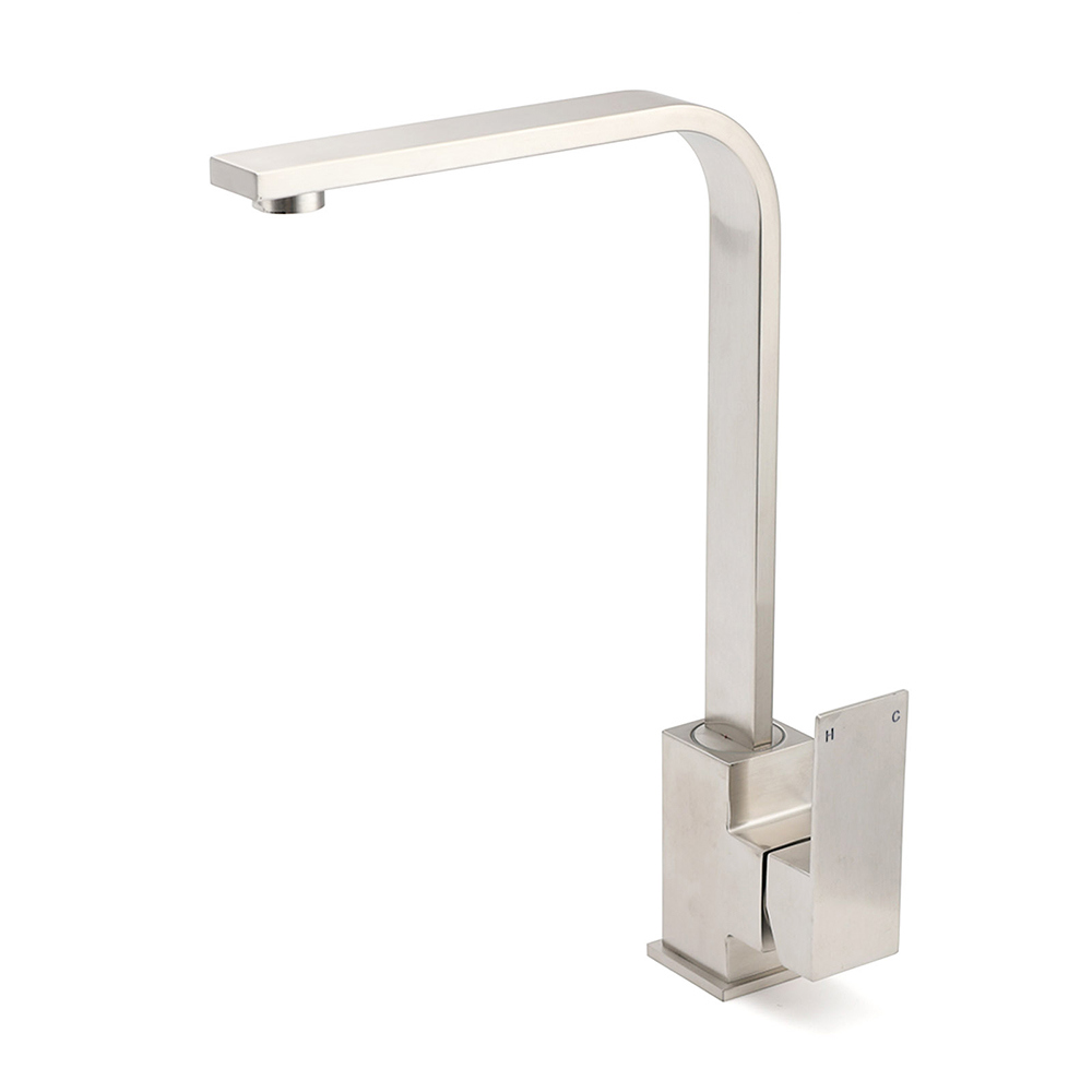 WELS Square Kitchen Sink Laundry Mixer 360º Swivel Faucet Tap Set Brushed Nickel - Image 1