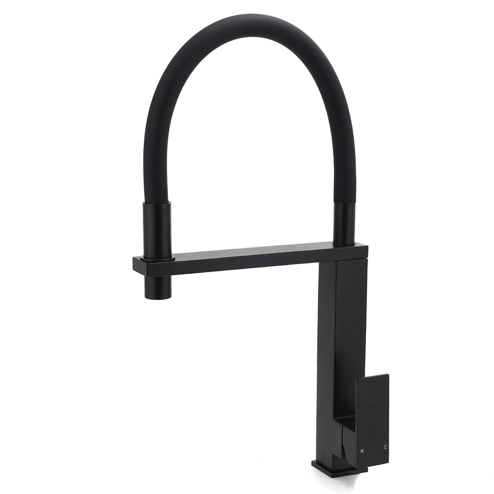 Matt Black Swivel Kitchen Sink Basin Mixer Swivel Faucet Tapware Pull Out Spout - Image 1