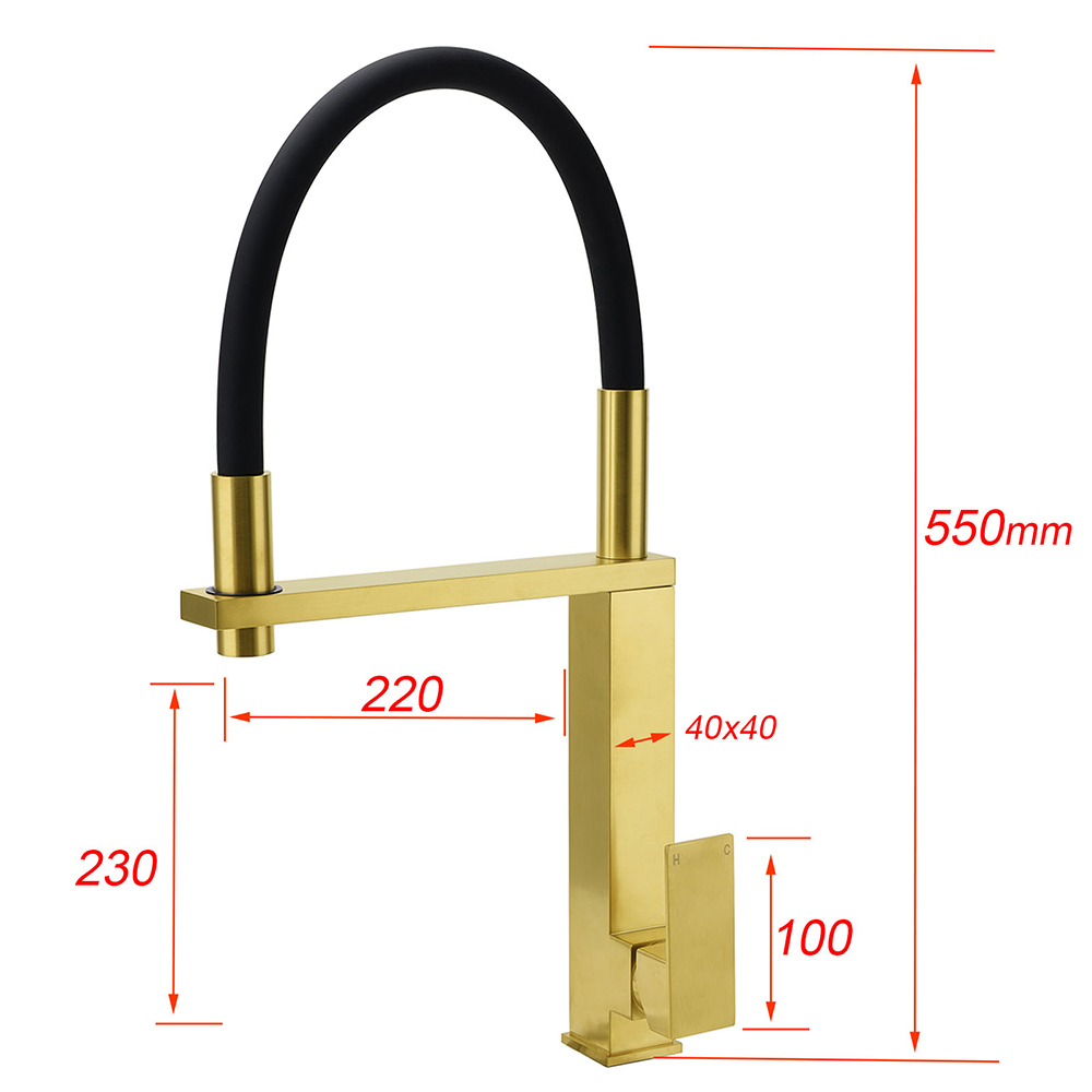 Brushed Gold Tall Kitchen Sink Basin Mixer Swivel Faucet Tap Pull Out Spout Head - Image 2