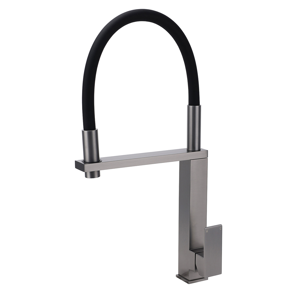 Gun Metal Tall Kitchen Sink Basin Mixer Swivel Faucet Tap Pull Out Spout Head - Image 1