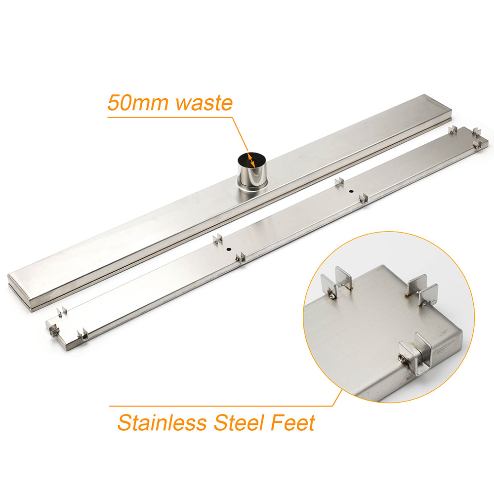 304 Stainless Steel 800mm Tile Insert Linear Shower Grate Floor Drain 50mm Waste - Image 5