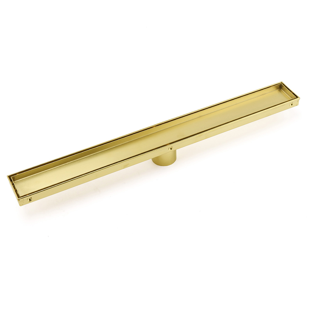 Brushed Gold 600mm Tile Insert Linear Shower Grate Floor Drain 50mm Outlet Waste - Image 1