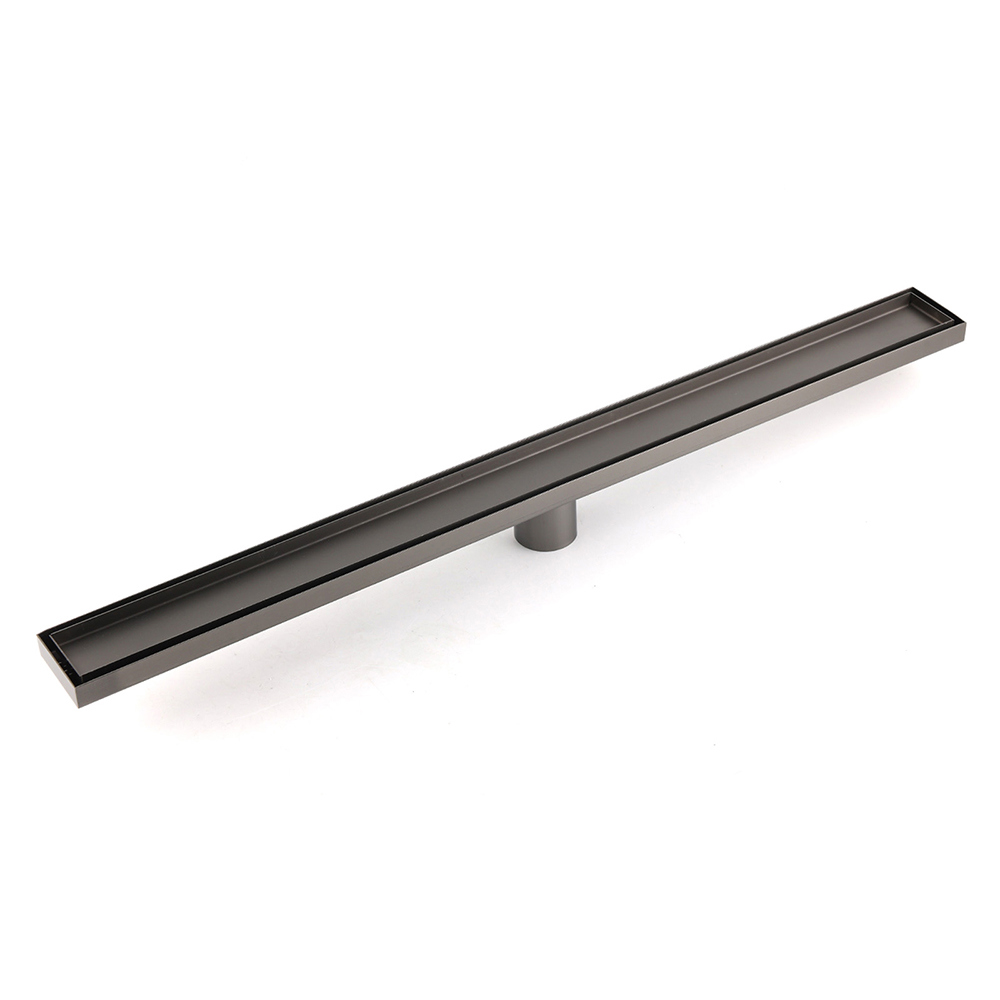 Gun Metal Bathroom Tile Insert 800mm Linear Shower Grate Floor Drain 50mm Waste - Image 1