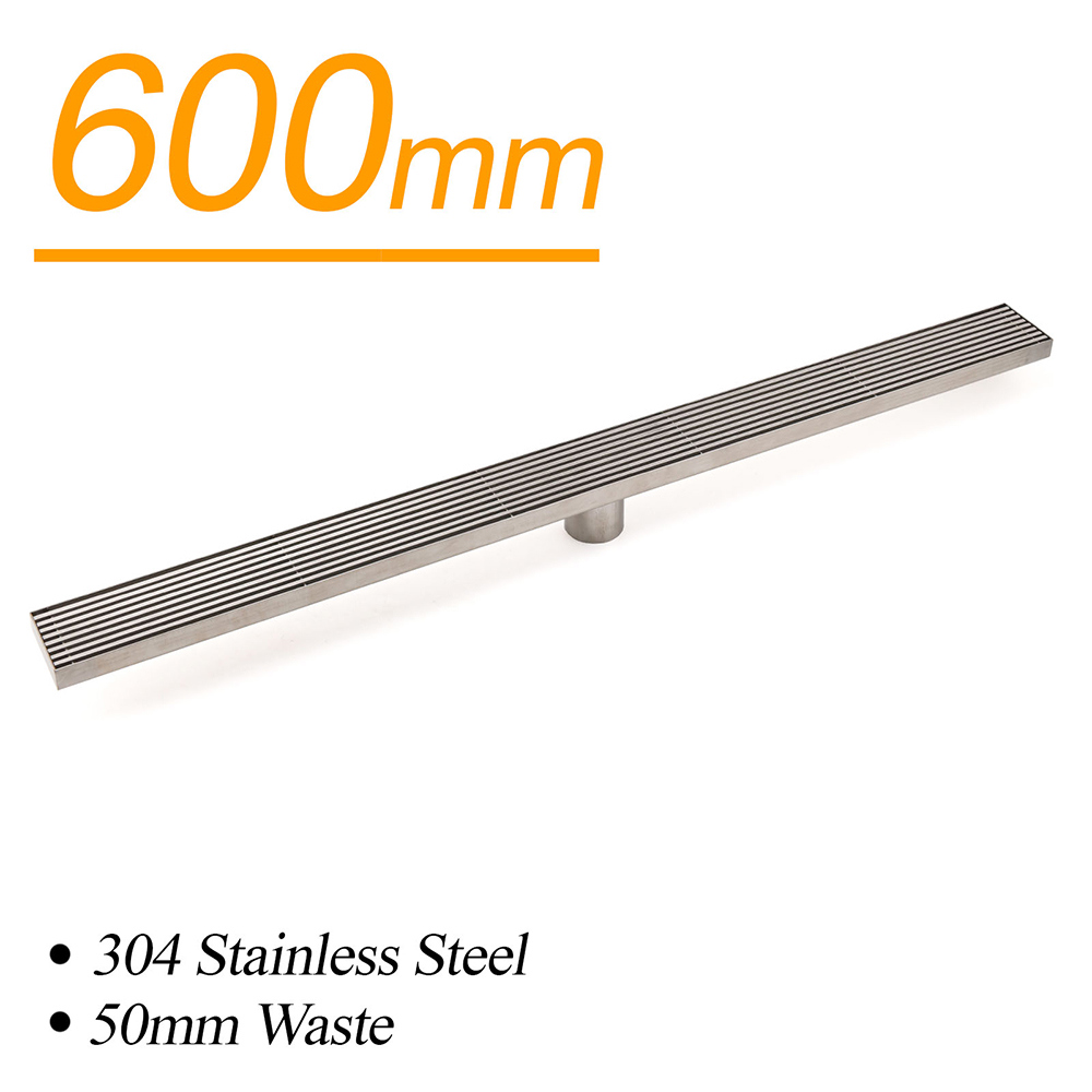 Chrome Stainless Steel Shower Grate 600mm Sword Fence Floor Drain 50mm Outlet - Image 2