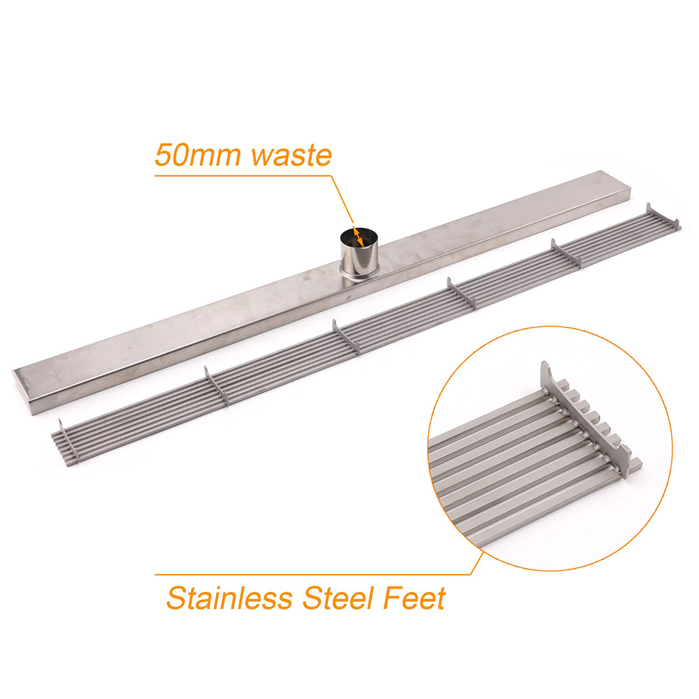 Chrome Stainless Steel Shower Grate 600mm Sword Fence Floor Drain 50mm Outlet - Image 6