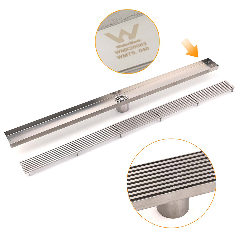 Silver 304 Stainless Steel 900mm Strip Fence Shower Grate Floor Drain 50mm Waste - Image 5