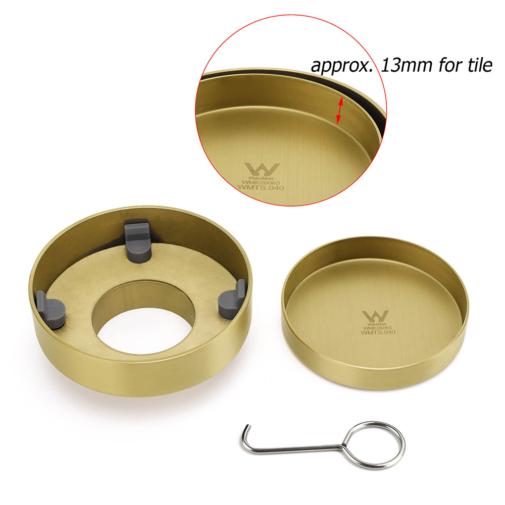 Brushed Gold Round 100mm Diamater Tile Insert Floor Drain Shower Grate 50mm Out - Image 3