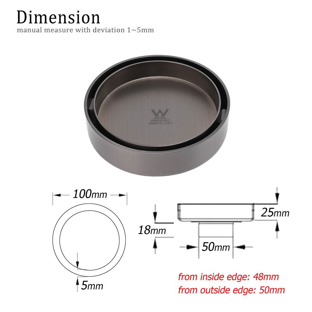 Gun Metal Round 100mm Bathroom Tile Insert Floor Drain Shower Grate 50mm Waste - Image 2
