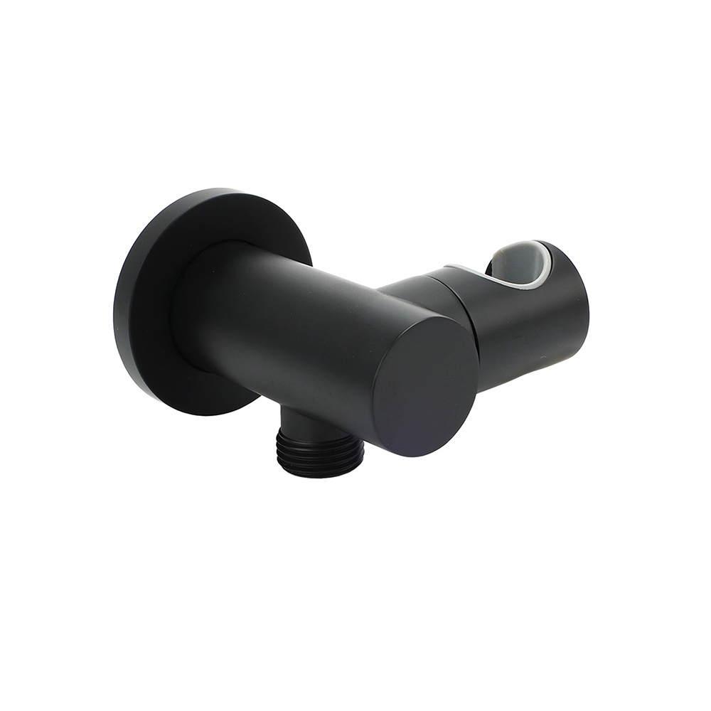 Matt Black Brass Hand Shower Bracket Swivel Holder Wall Elbow Connector Water Inlet Kit - Image 1