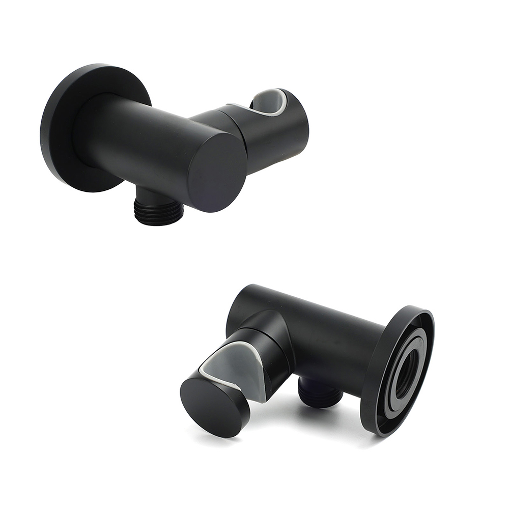 Matt Black Brass Hand Shower Bracket Swivel Holder Wall Elbow Connector Water Inlet Kit - Image 3