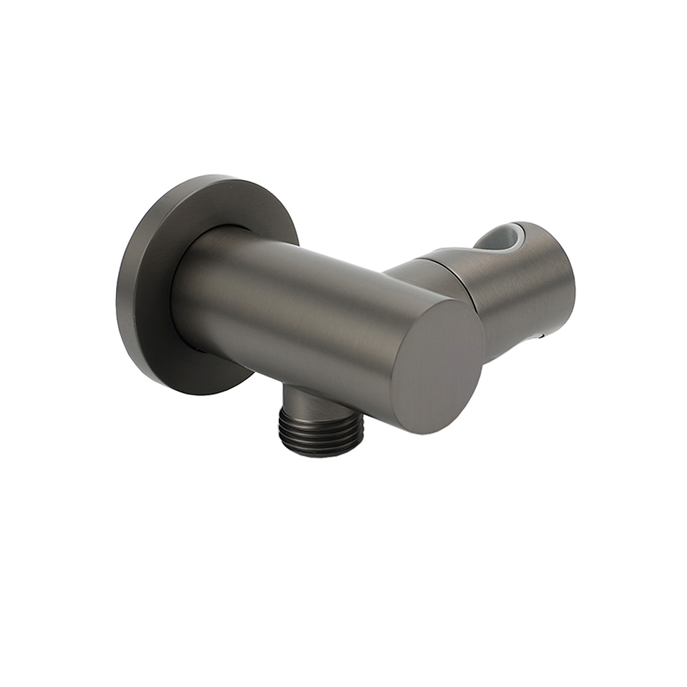 Gun Metal Grey Handheld Shower Head Swivel Bracket Holder Water Inlet Elbow Connector - Image 1