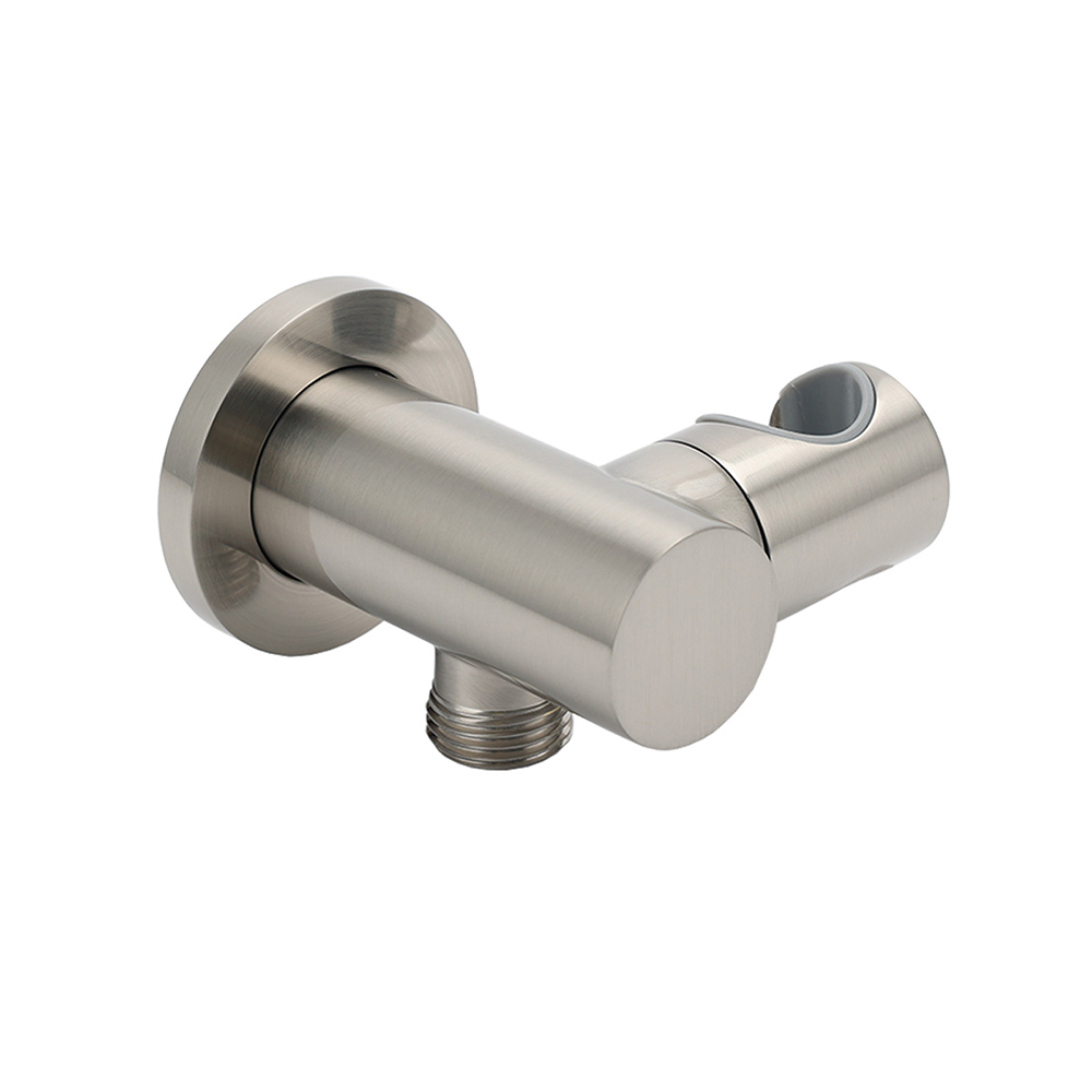 Brushed Nickel Water Inlet Handheld Shower Swivel Bracket Holder Wall Elbow Connector - Image 1