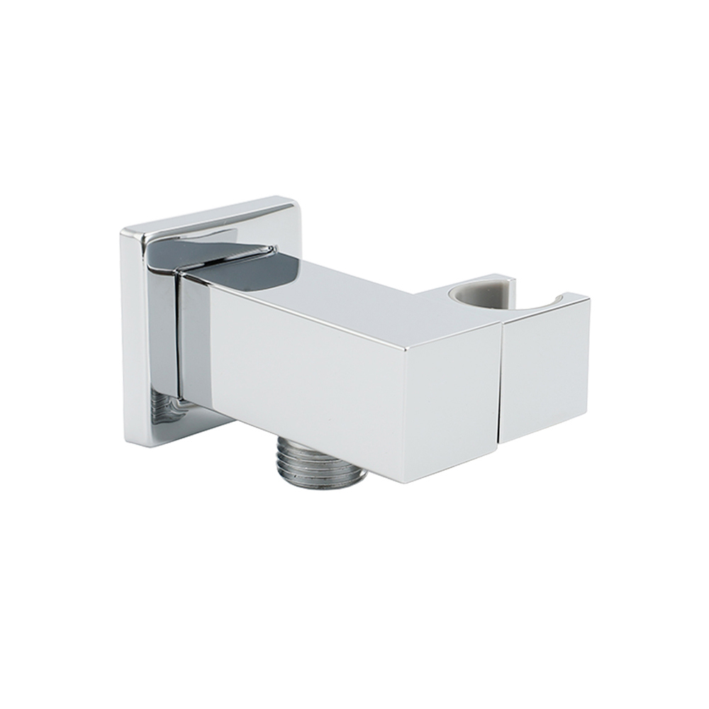 Chrome Square Water Inlet Shower Rose Bracket Swivel Holder Wall Elbow Connector G1/2