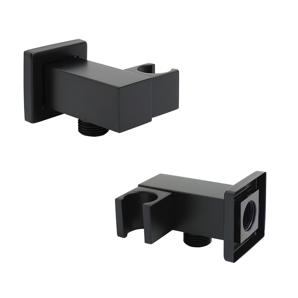 Matt Black Square Water Inlet Shower Head Bracket Adjustable Holder Wall Elbow Connector - Image 3