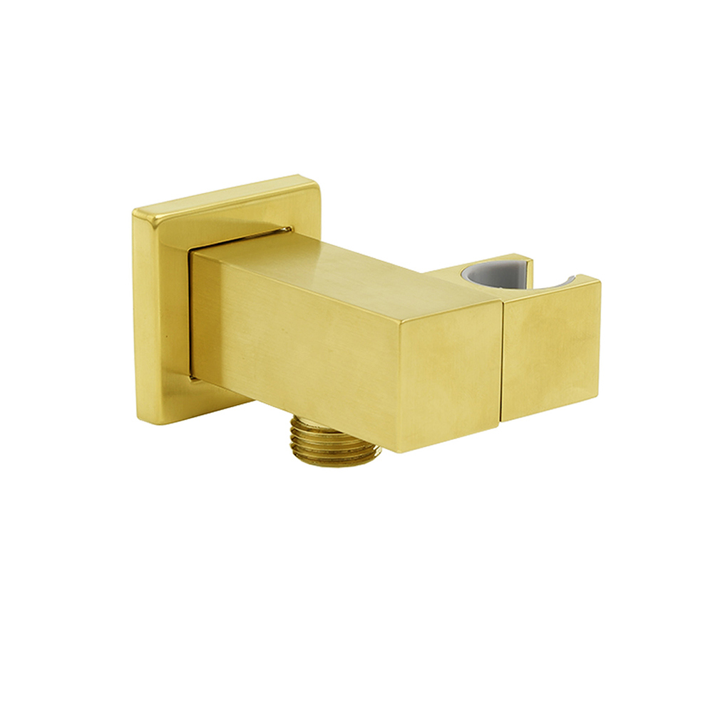 Brushed Gold Swivel Shower Head Holder Bracket Wall Inlet Elbow Water Connector 1/2 Inch - Image 1