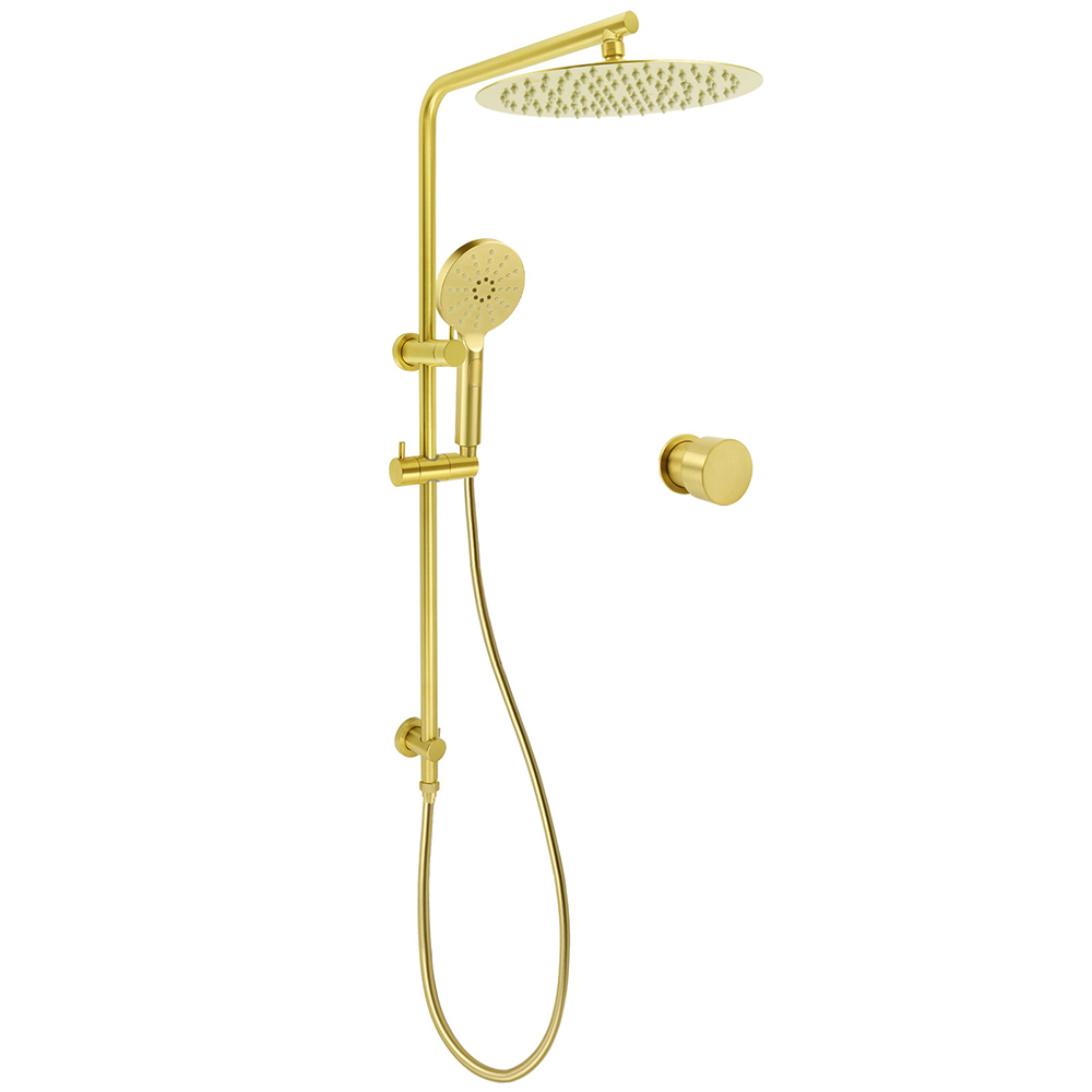 Brushed Gold Twin Shower Large Round 12