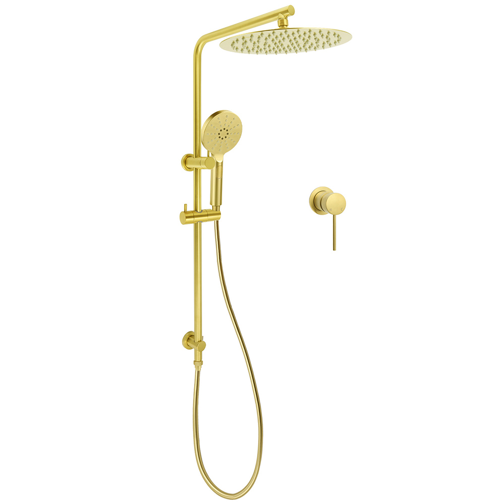 Brushed Gold Twin Shower Large Round 12
