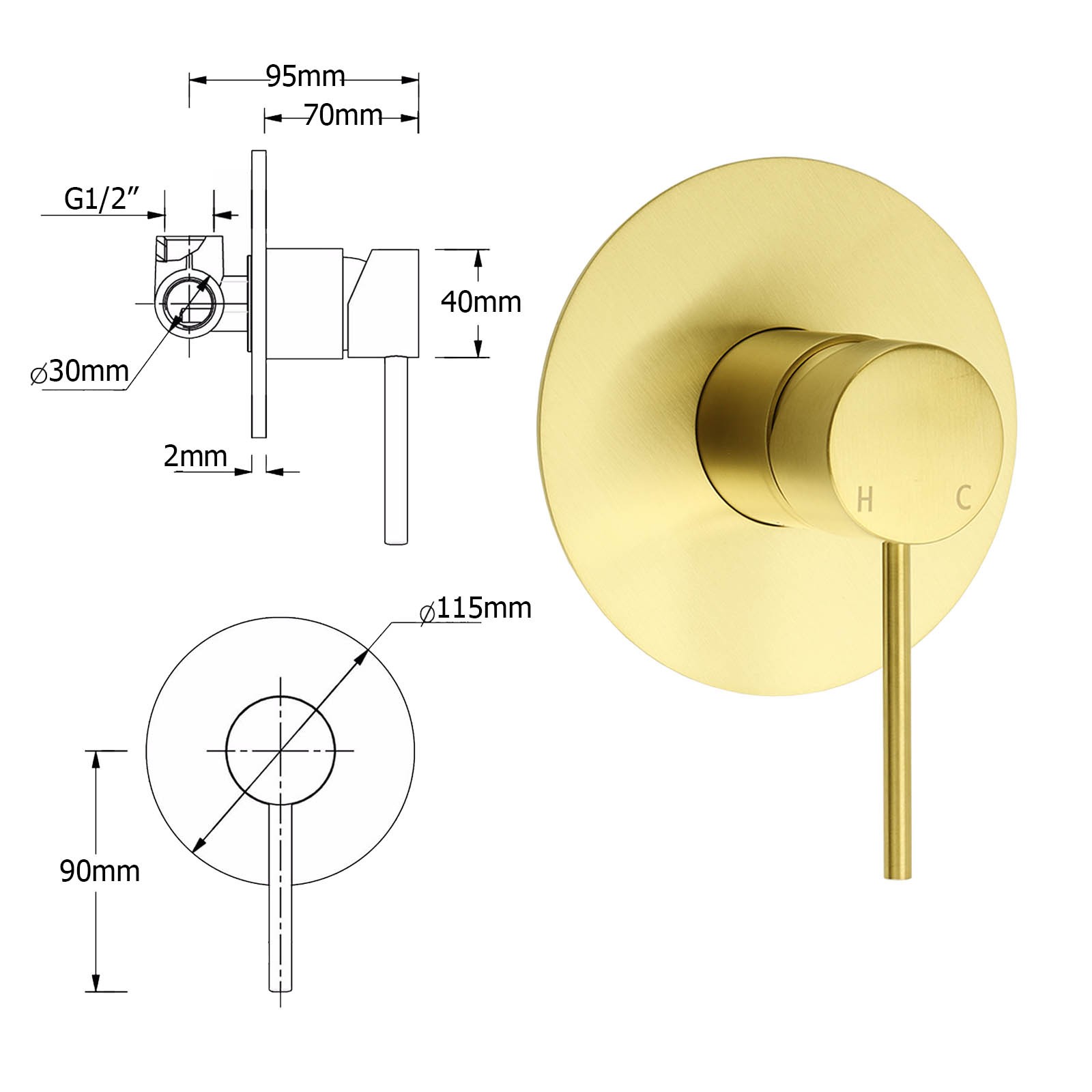 Brushed Gold Twin Shower Set 8