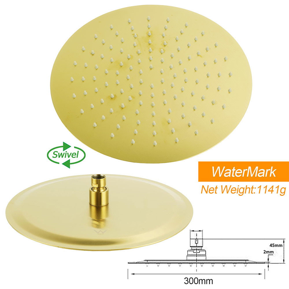 WELS Brushed Gold 2in1 Shower Large Round 12