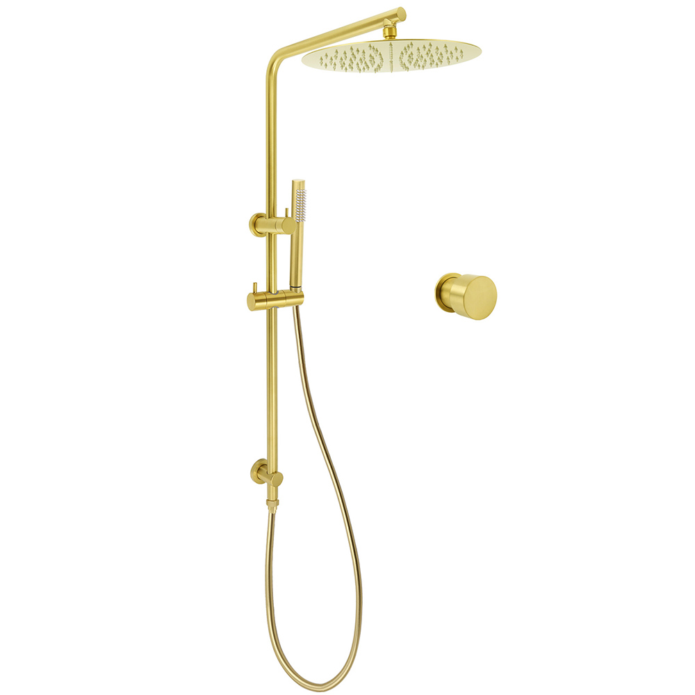 Brushed Gold Twin Shower Large Round 12