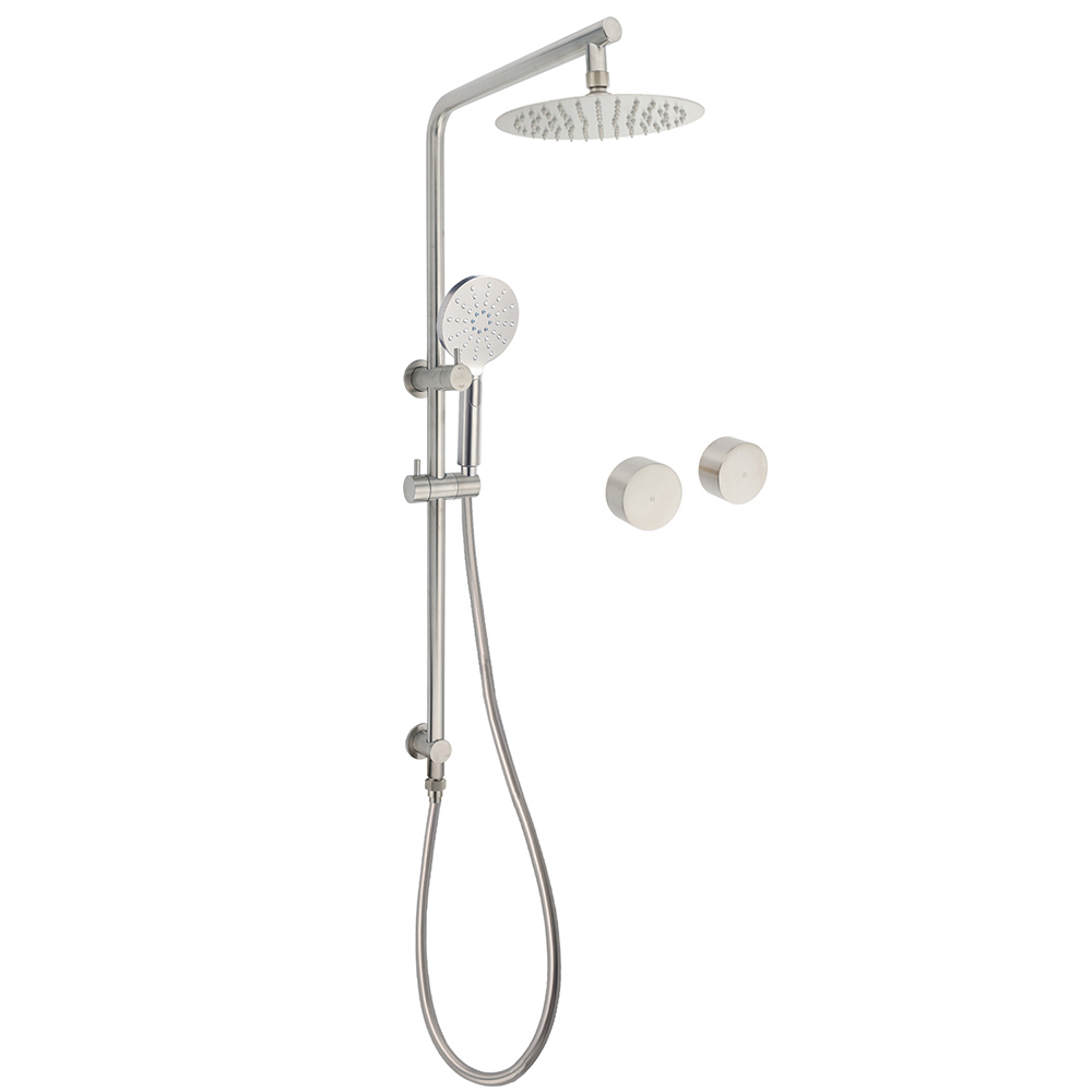 Brushed Nickel Dual Shower Set Sliding Rail Arm 8