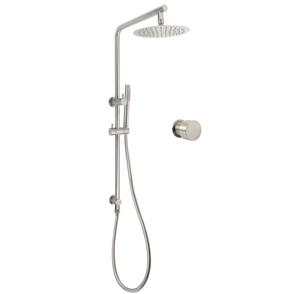 Brushed Nickel 2in1 Shower Set Sliding Rail Arm 8