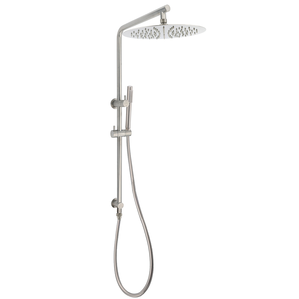 WELS Brushed Nickel Dual Shower Set Sliding Rail Arm 12