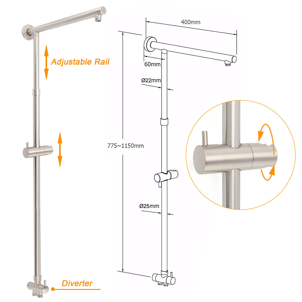 Brushed Nickel 2in1 Square 12