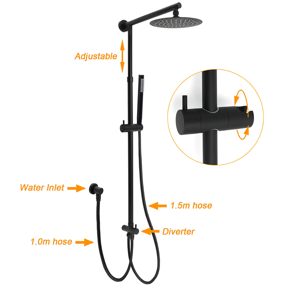WELS Matt Black Twin Shower 8