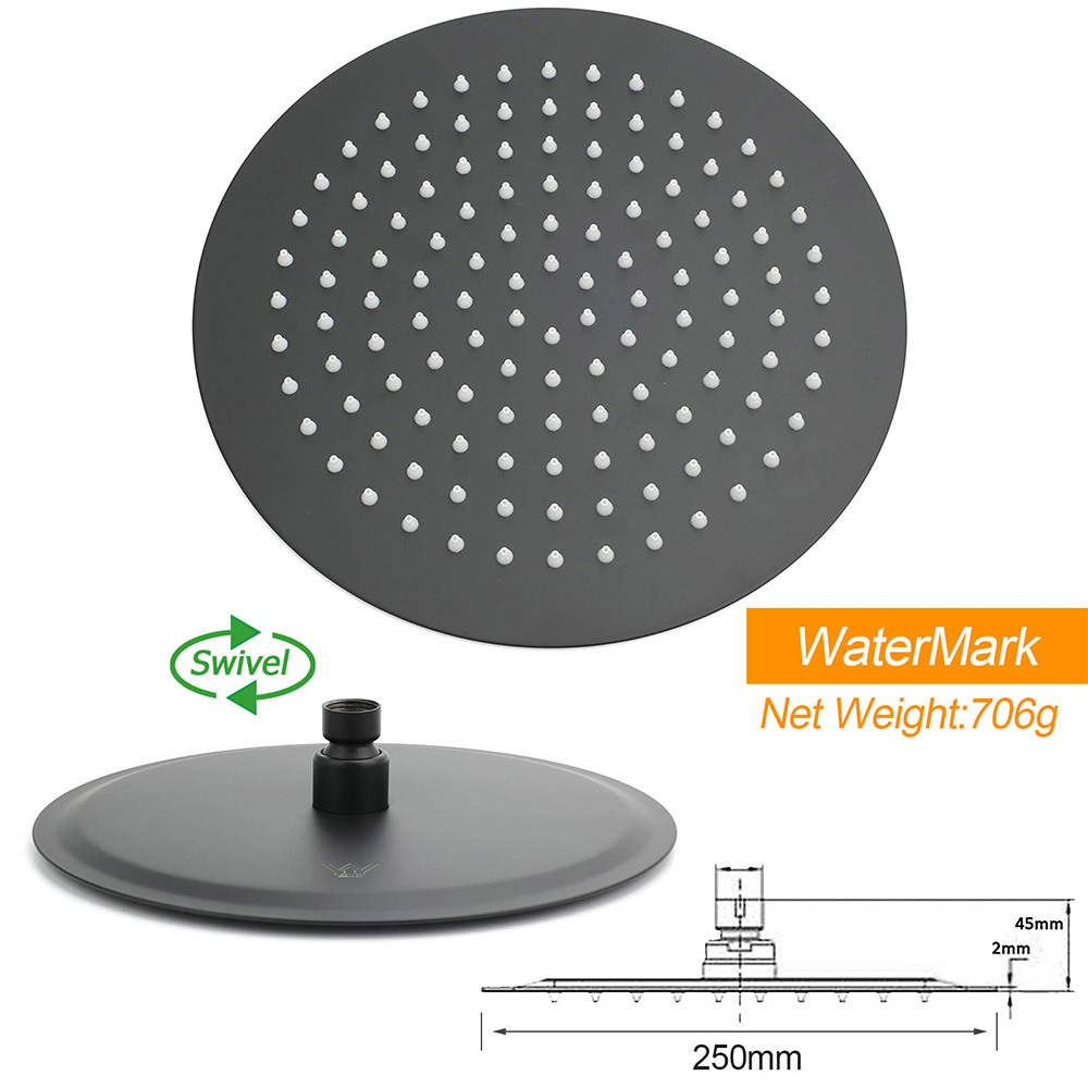 Matt Black 2in1 Round Shower 10