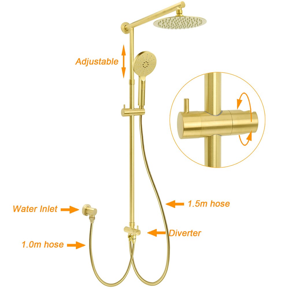 WELS Brushed Gold Twin Shower 8