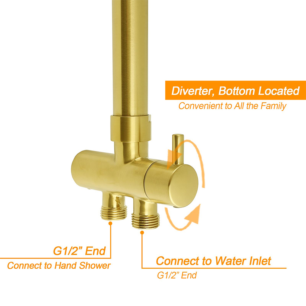 WELS Brushed Gold Twin Shower 8